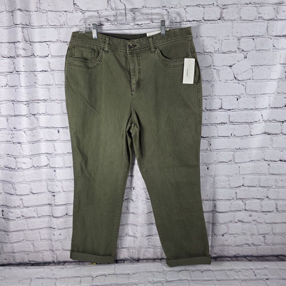 Christopher & Banks Olive Jeans Size 16 Straight Leg High Rise